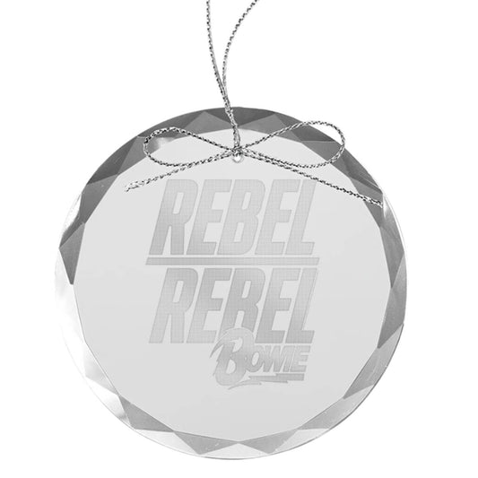 Rebel Rebel Round Laser-Etched Glass Ornament