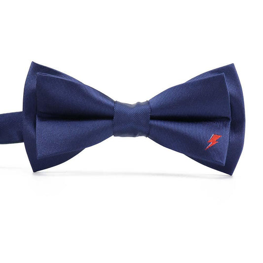 David Bowie Navy Single Bolt Bow Tie (Pre-Tied)