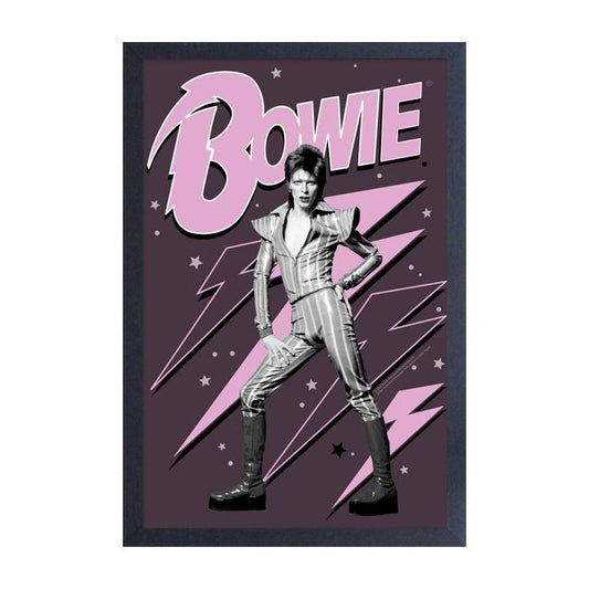 David Bowie - Pink Lightning Bolts 11x17 Framed Print