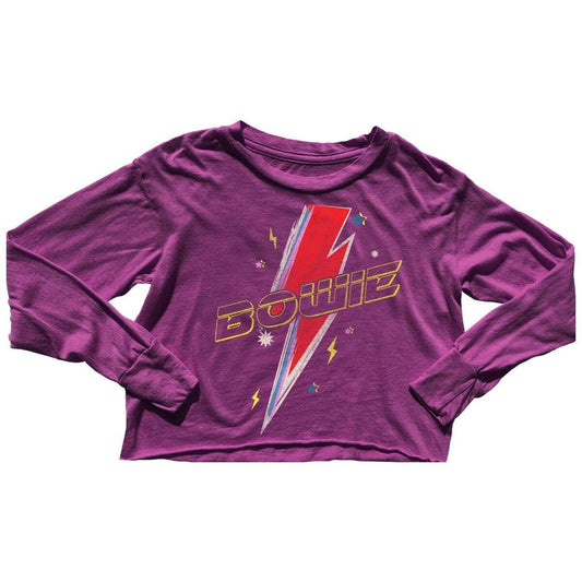 Bowie Berry Bolt Graphic Not Quite Girls Crop LS Tee