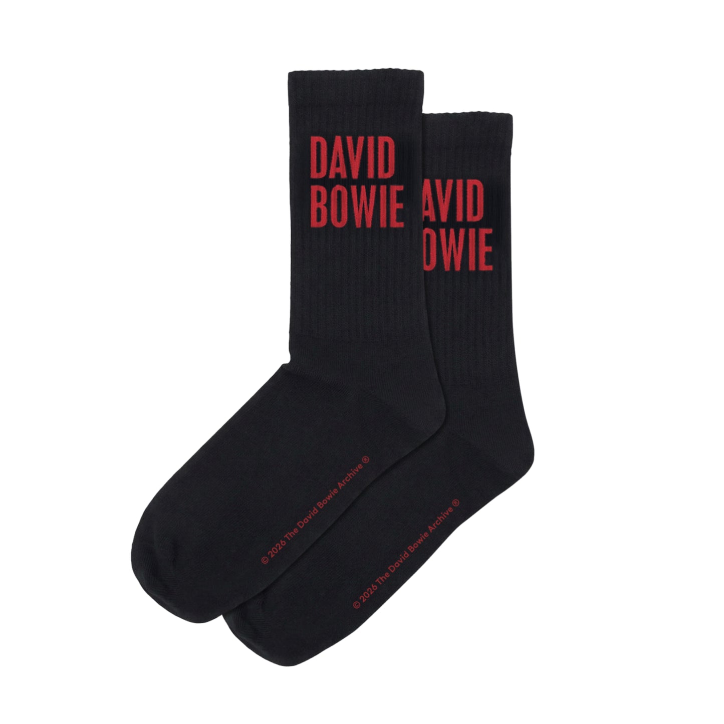 David Bowie Red Text Socks