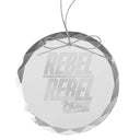 Rebel Rebel Round Laser-Etched Glass Ornament