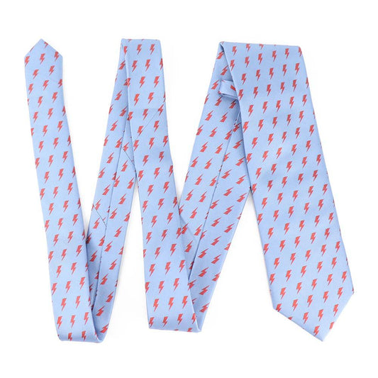 David Bowie Light Blue All Over Bolt Tie
