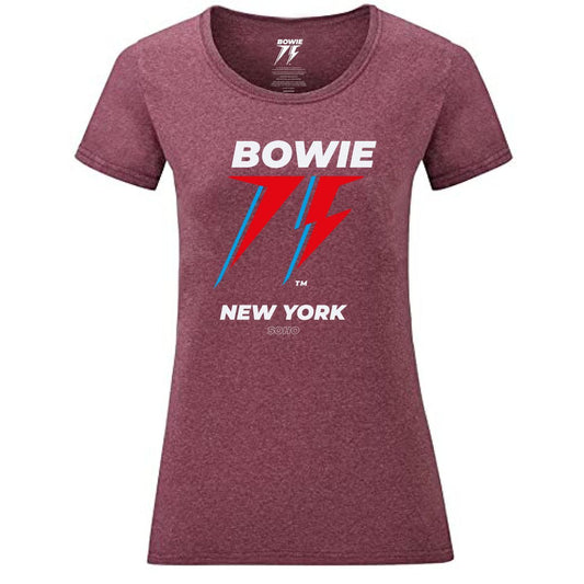 Bowie 75 New York Womens Burgundy T-shirt