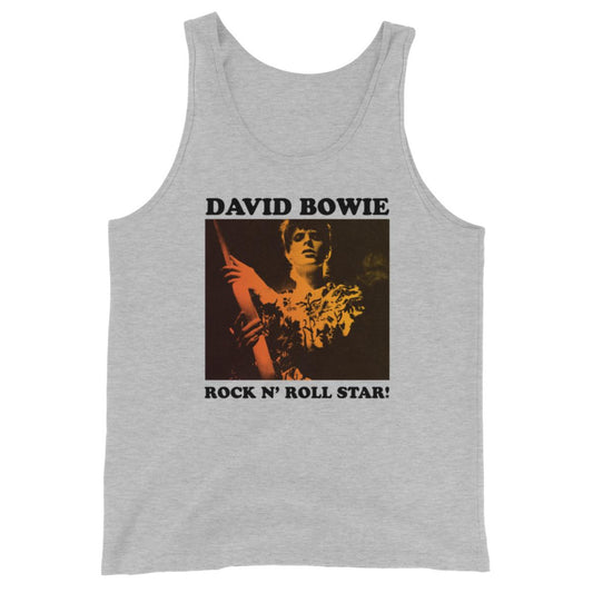 David Bowie Rock n' Roll Star Photo Gold Tank Top Black